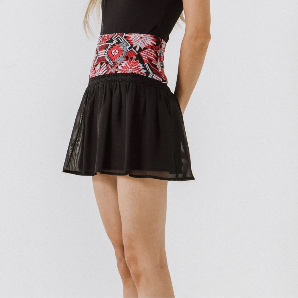Endless Rose Dorian Embroidered Black Mini Skirt Size Small - Picture 13 of 14